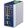 Planet IGS-4215-8UP2T2S průmyslový L2 switch, 8x1Gb, 2x1Gb SFP, 8x PoE 802.3bt 360W, 48-54VDC, -40~75°C, IP30