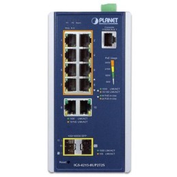 Planet IGS-4215-8UP2T2S průmyslový L2 switch, 8x1Gb, 2x1Gb SFP, 8x PoE 802.3bt 360W, 48-54VDC, -40~75°C, IP30
