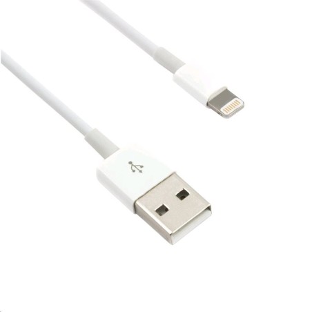 KABEL C-TECH USB 2.0 LIGHTNING (IP5 A VYŠŠÍ) NABÍJECÍ A SYNCHRONIZAČNÍ KABEL, 1M, BÍLÝ