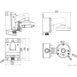 HIKVISION držák pro kameru DS-1272ZJ-120B/ D7xx/ HiLook D1xxHA-LU