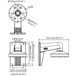 HIKVISION držák pro kameru DS-1273ZJ-140-DM45/ kompatibilní s kamerami serie D3xx