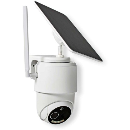 NEDIS IP kamera 4G solární/ venkovní/ IP65/ Wi-Fi/ 1080p/ PIR senzor/ USB-C/ microSD/ Android/ iOS/ bílá + solární panel