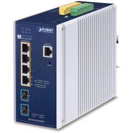 Planet IGS-6325-4UP2X průmyslový L3 switch, 4x2.5Gb, 2x10Gb SFP+, PoE 802.3bt 360W, 48-54VDC, -40~75°C, IP30, fanless