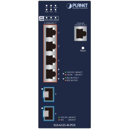 Planet IGS-6325-4UP2X průmyslový L3 switch, 4x2.5Gb, 2x10Gb SFP+, PoE 802.3bt 360W, 48-54VDC, -40~75°C, IP30, fanless
