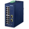 Planet IGS-4215-16T2S-U priemyselný L2 switch, 16x1Gb, 2x1Gb SFP, dual 9-48VDC, -40 ~ 75 ° C, 1x Micro-USB female port, IP30