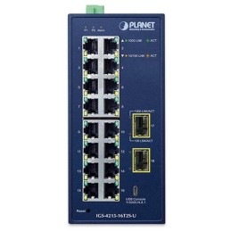 Planet IGS-4215-16T2S-U průmyslový L2 switch, 16x1Gb, 2x1Gb SFP, dual 9-48VDC, -40~75°C, 1x Micro-USB female port, IP30