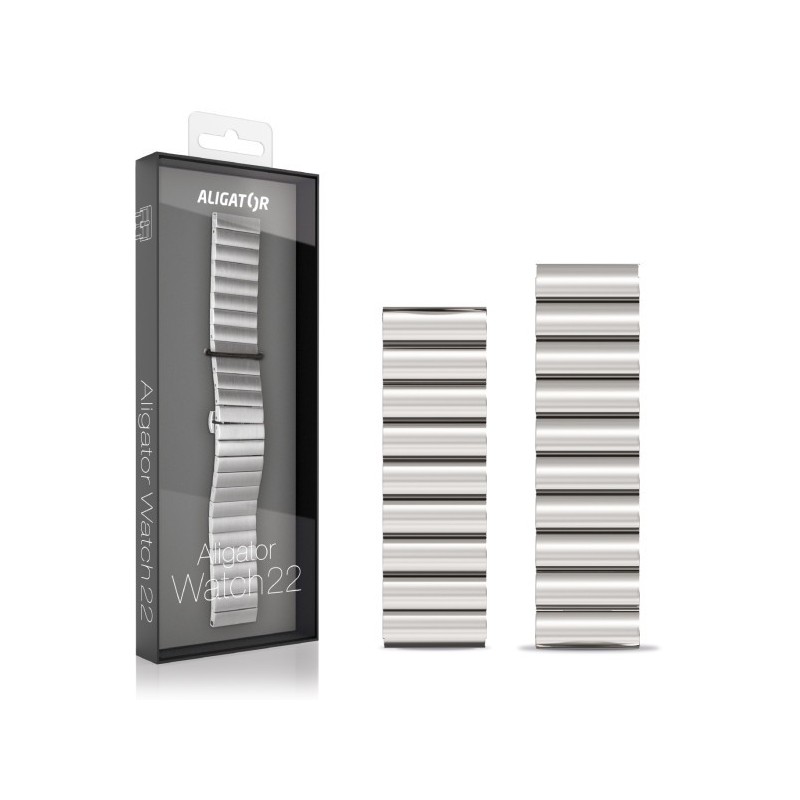 Řemínek kovový 22mm, stříbrný