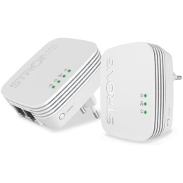 STRONG sada 2 adaptérů Powerline WF 600 DUO MINI/ Powerline 600 Mbit/s/ Wi-Fi 300 Mbit/s/ 2x LAN/ bílý
