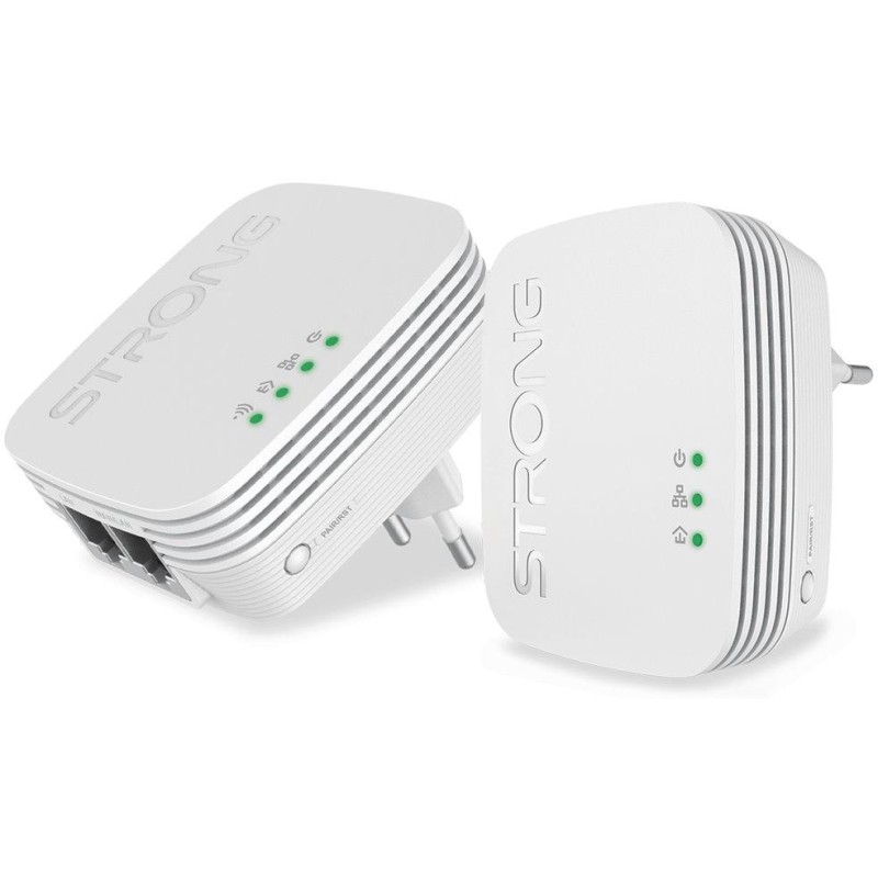 STRONG sada 2 adaptérů Powerline WF 600 DUO MINI/ Powerline 600 Mbit/s/ Wi-Fi 300 Mbit/s/ 2x LAN/ bílý