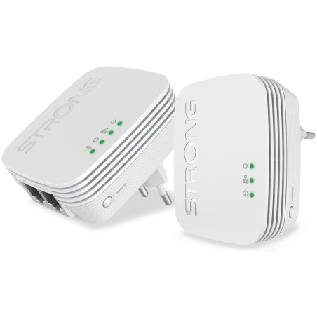 STRONG sada 2 adaptérů Powerline WF 600 DUO MINI/ Powerline 600 Mbit/s/ Wi-Fi 300 Mbit/s/ 2x LAN/ bílý