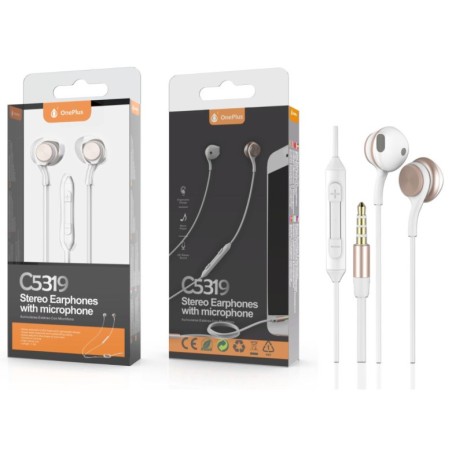 In-ear headphones PLUS, with microphone, (C5319), white