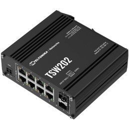 Teltonika TSW202 průmyslový L2 manažovaný switch, 8x PoE+ 10/100/1000, 2x SFP, bez zdroje