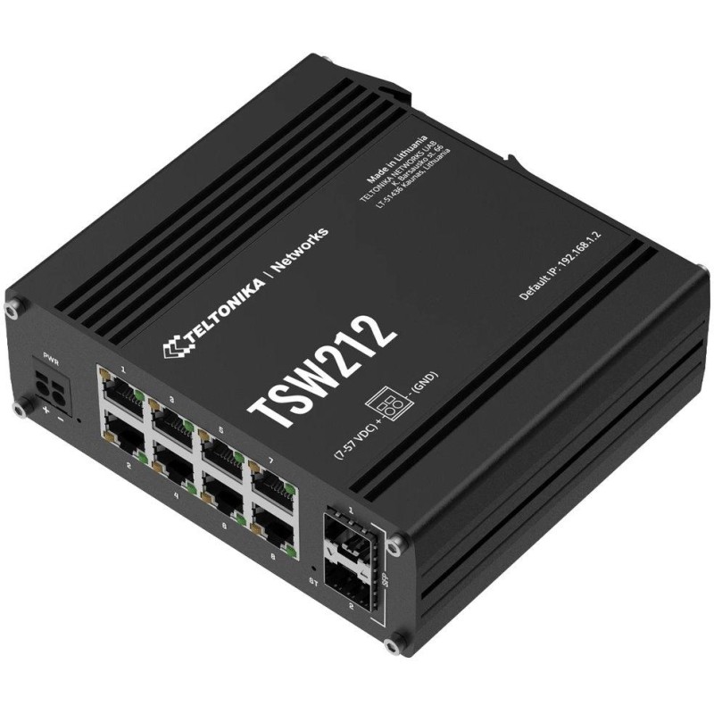Teltonika TSW212 průmyslový L2 manažovaný switch, 8x 10/100/1000, 2x SFP, bez zdroje