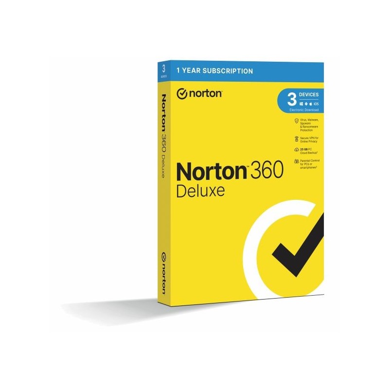 NORTON 360 DELUXE 25GB +VPN 1 UŽIVATEL PRO 3 ZAŘÍZENÍ NA 12 MĚSÍCŮ - BOX