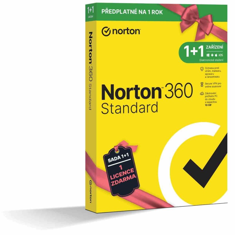 NORTON 360 STANDARD 10GB CZ PRO 1 UŽIVATELE PRO 1 ZAŘÍZENÍ NA 12 MĚSÍCŮ BOX + 1 LICENCE