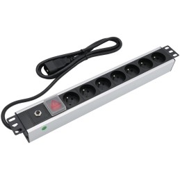 XtendLan 19'' rozvodný panel 7x 230V, ČSN, s proudovou ochranou, vypínačem a koncovkou 16A/C20, 1,8 m