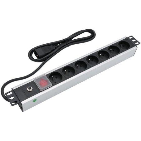 XtendLan 19'' rozvodný panel 7x 230V, ČSN, s proudovou ochranou, vypínačem a koncovkou 16A/C20, 1,8 m