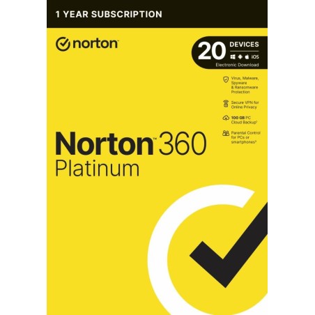 NORTON 360 PLATINUM 100GB SK 1 užívateľ 20 zariadení na 1 rok - elektronická licencia