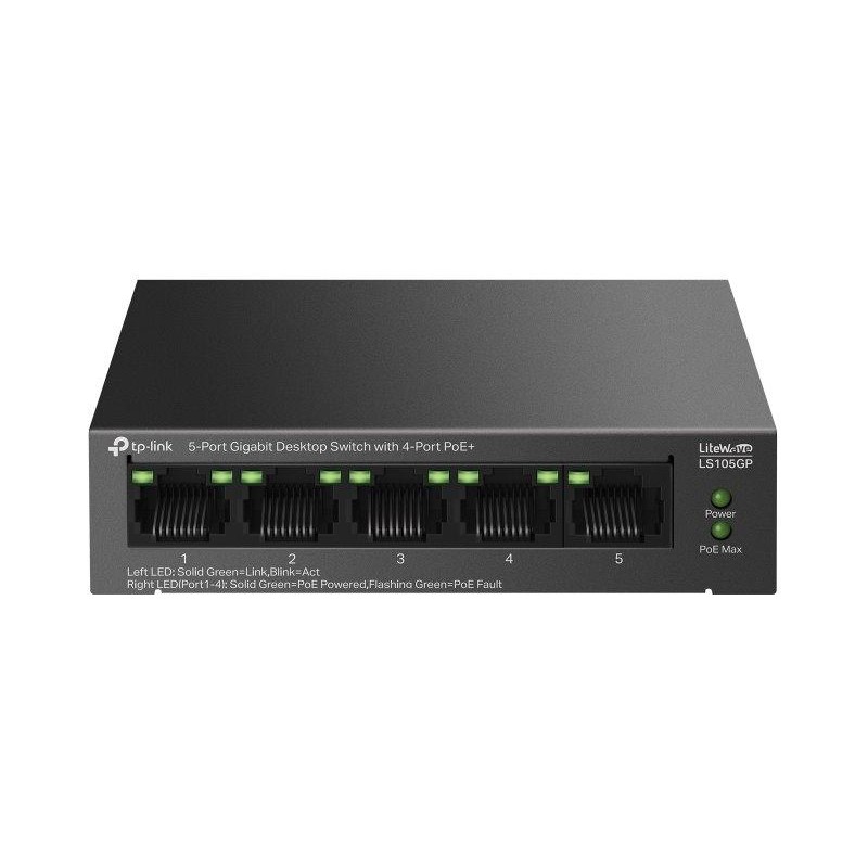 TP-Link LS105GP Switch 1x GLAN, 4x GLAN s PoE+, 65W