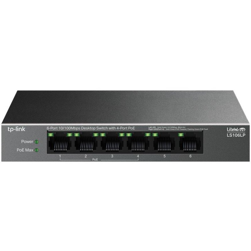 TP-Link LS106LP Switch 2x LAN, 4x LAN s PoE, 41W
