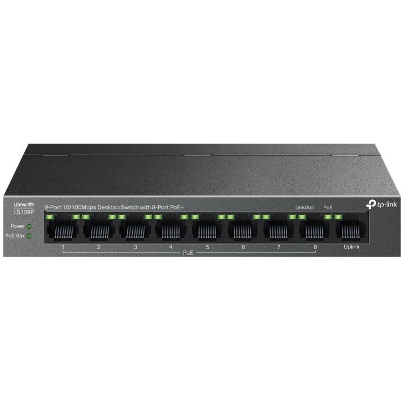 TP-Link LS109P Switch 1x LAN, 8x LAN s PoE+, 63W