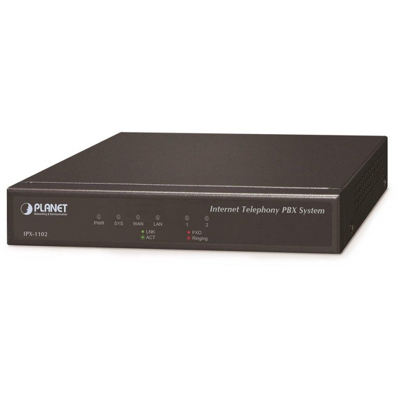 Planet IPX-1102, IP PBX, 2x FXO, 100/50 uživatelů, IVR, záznamník/hlas.pošta, DID, BLF, FAX, Skype-SIP, VPN