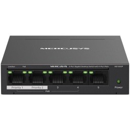 TP-Link Mercusys MS105GP Switch 5-Port, 4× Gigabit PoE+, 1× GLAN, 802.3af/at, 65 W