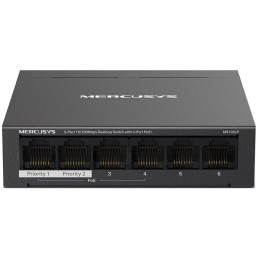 TP-Link Mercusys MS106LP Switch 6-Port, 4x 10/100 Mbps PoE+, 2x LAN, 802.3af/at, 40 W