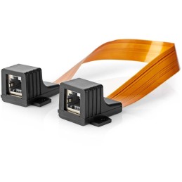 NEDIS Cat 5e UTP kabel/ RJ45 zásuvka - RJ45 zásuvka/ na okenní rámy/ vnitřní a venkovní/ plochý/ nylon/ černý/ box/ 30cm