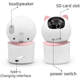 IMMAX NEO LITE SMART Security vnitřní kamera BABY, 355° 50°, P/T, Wi-Fi, 4MP, růžová, TUYA