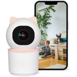 IMMAX NEO LITE SMART Security vnitřní kamera BABY, 355° 50°, P/T, Wi-Fi, 4MP, růžová, TUYA