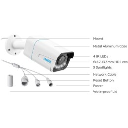 Reolink P430 8MPx venkovní IP kamera, 3840x2160, bullet, 5x zoom, SD 256GB, IP67, PoE, audio, IR 30m