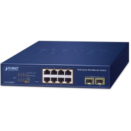 Planet GS-2210-8P2S WEBsmart L2 switch, 8x1Gb, 2x1Gb SFP, 8x PoE 802.3at 120W, QoS