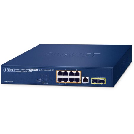 Planet GS-4210-8UP2S L2/L4 switch, 8x1Gb, 2x1Gb SFP, 8x PoE 802.3bt 180W, 0~50°C , QoS