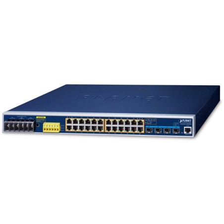 Planet IGS-6325-24UP4X průmyslový L3 switch, 24x1Gb, 4x10Gb SFP+, 24x PoE 802.3bt 720W, -40~75°C, dual 48-54VDC, IP30
