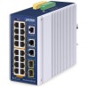 Planet IGS-4215-16P2T2S priemyselný L2 switch, 18x 1Gb, 2x1Gb SFP, 16x PoE 802.3at 320W, 48~54VDC, IP30
