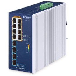 Planet IGS-1000-8UP4X průmyslový L2 switch, 8x1Gb, 4x10Gb SFP+,8x PoE 802.3bt 240W, -40~75°C, dual 48-54VDC,IP30,fanless