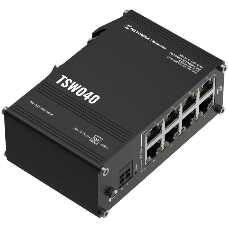 Teltonika TSW040 průmyslový nemanažovaný switch, 8x PoE+ 10/100, bez zdroje
