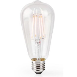 NEDIS Wi-Fi chytrá LED žárovka s vláknem/ E27/ ST64/ 5W/ 230V/ 500lm/ 2700K/ teplá bílá/ stmívatelná/ čirá