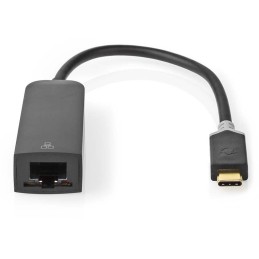 NEDIS kabelový adaptér USB 3.2 Gen 1/ USB-C zástrčka - RJ45 zásuvka/ kulatý/ černý/ 20cm