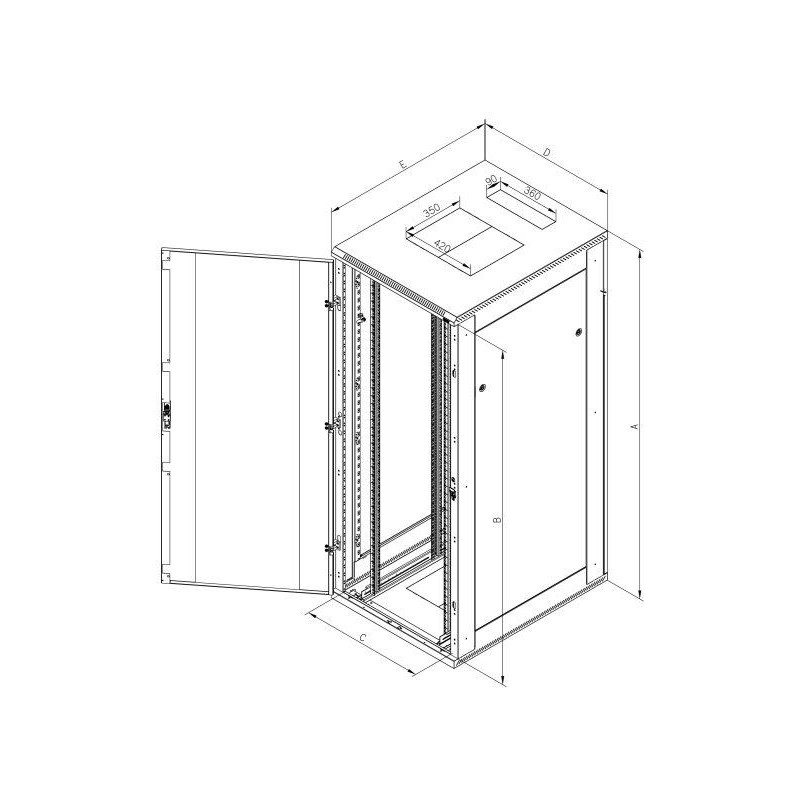 Triton 19' rozvaděč stojanový 22U/800x1000, černá