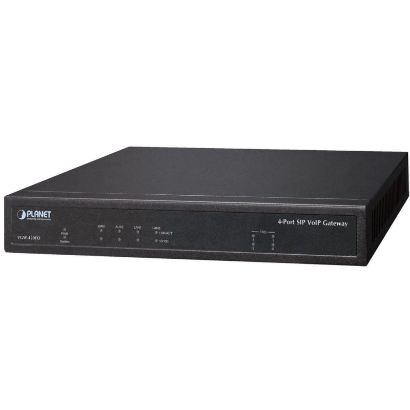 Planet VGW-420FO VoIP gateway, 4x FXO, SIP, CallerID, Fax, firewall, SNMP, TLS/SRTP, QoS