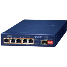 Planet BSP-115HP-5A Hybridní PoE solární switch, 5x 1Gb, 1x SFP, 1x PoE++ 802.3bt, 2x 802.3at, 2x at/pasivní, -20~65°C