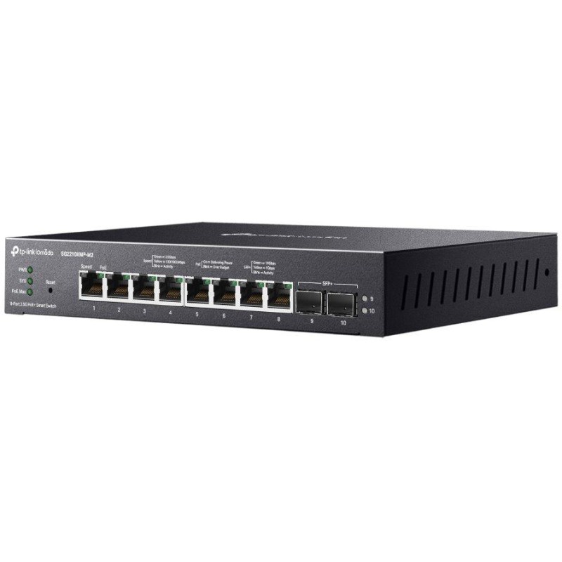 TP-Link SG2210XMP-M2 Omada inteligentní switch, 8x 2,5GBit PoE+ port, 2x 10GB SFP+, 160W PoE budget