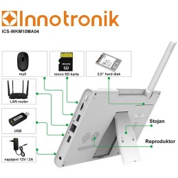 TRX Innotronik ICS-WKM10MA04 Bezpečnostní Venkovní wi-fi NVR kit 4ks 3MPix kamer + LCD displej 10,1"