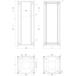 SOLARIX Rozvaděč LC-50 24U, 800x800 RAL 7035, skleněné dveře