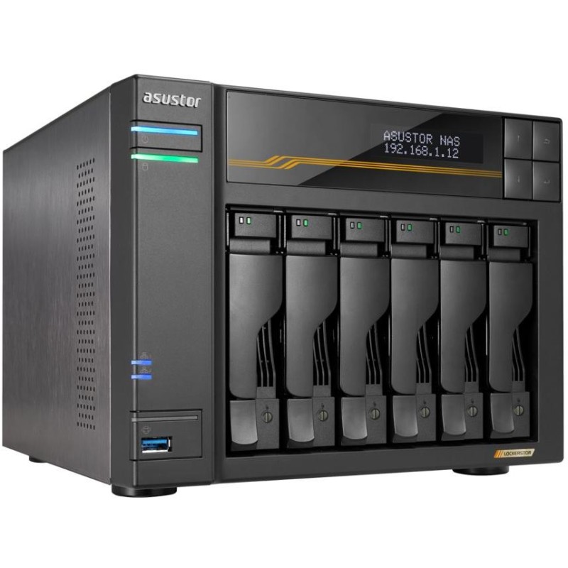 Asustor Lockerstor 6 Gen3 AS6806T   6x 2,5"/3,5" SATA III/ 16GB RAM/ Dual 10GbE Ports/ Dual 5GbE Ports/ 4x M.2 SSD