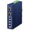 Planet IFGS-620TF industrial L2 switch, 4x10/100TX, 2x1Gb SFP, -40~75°C, 9-48VDC, IP30, fanless, ring data recovery