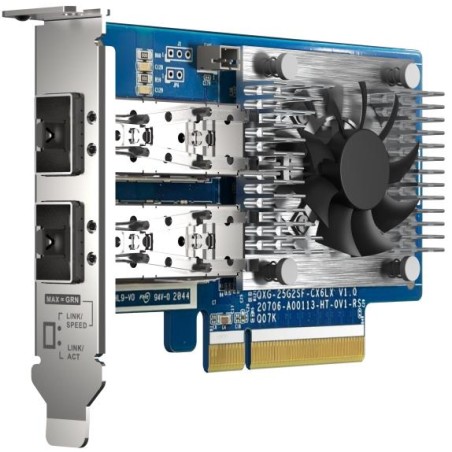 QNAP QXG-25G2SF-CX6   síťová karta 25GbE (2porty) PCIe karta, nízký profil, PCIe Gen4 x8