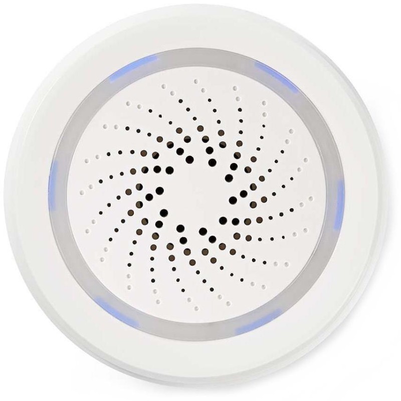 NEDIS Wi-Fi chytrá siréna/ alarm nebo vyzvánění/ hlasitost 85 dB/ micro USB/ bílá